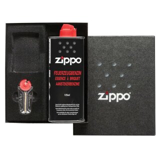 Geschenkbox Zippo mit 125 ml Benzin und 6 Feuersteinen