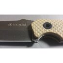 Fahrtenmesser G10 Griff Tan 120mm Stonewashed mit Cordurascheide