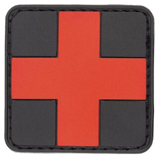 Patch PVC First Aid Schwarz Rot 5x5cm