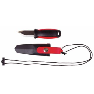 Fahrtenmesser Outdoor Mini Schwarz Rot 55mm mit Feuerstarter