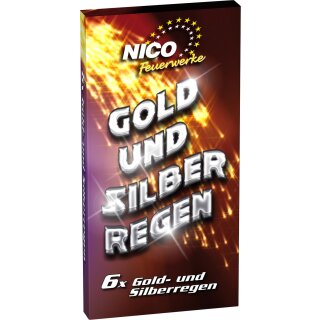 Handfont&auml;nen Nico Gold und Silberrregen 6Stck KatF1 Silvester