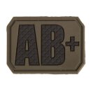 Patch PVC Blutgruppe AB Positiv Oliv AB+ 3,8x2,8cm