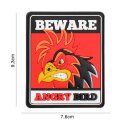 Patch PVC Beware Angry Bird Rot 76 x 93mm