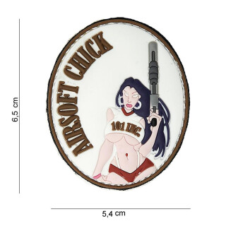 Patch PVC 101Inc Airsoft Chick Wei&szlig; 54 x 65mm