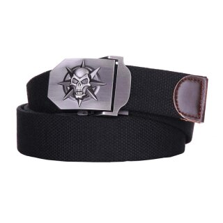 G&uuml;rtel Skull Star Schwarz 3,5 x 130cm