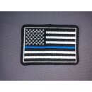 Patch Stoff US Flagge mit blauer Linie 8,5x5,5cm