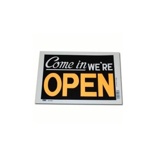 Schild Kunststoff Come In We`re Open 30,5 x 20,5 cm