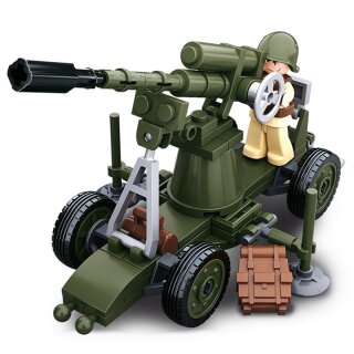 Bausatz Sluban WWII Gesch&uuml;tz Allied Antiaircraft Gun 77pcs