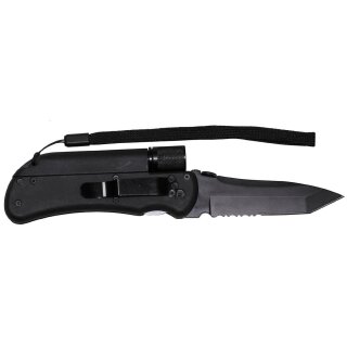 Taschenmesser EH Fox Survival 85mm 4 Funktionen schwarze Tantoklinge Jack Knife S&auml;gezahnung